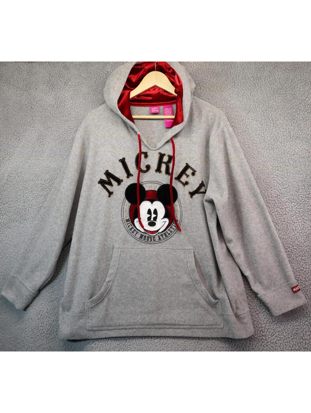 Mickey World of Disney Women Hoodie Sz 2X Fleece Gray y2k